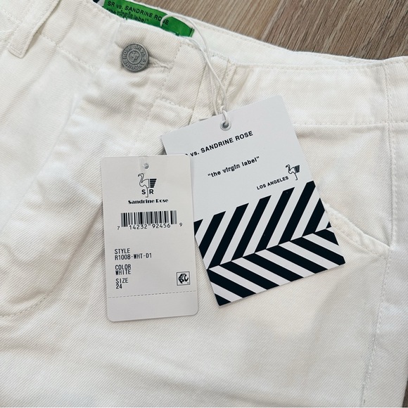 FREE PEOPLE X SANDRINE ROSE HIGH-RISE WHITE STRAIGHT LEG SIZE 24 BOHO CHIC - Picture 3 of 7